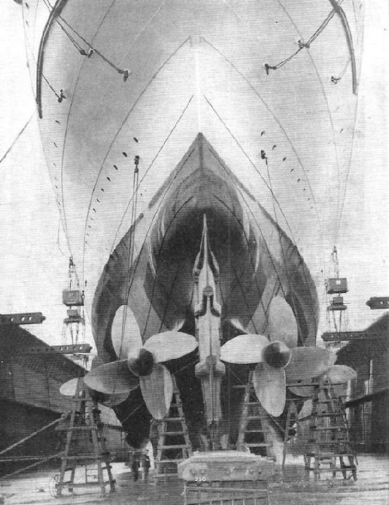 The four-bladed screws of the famous RMS Mauretania