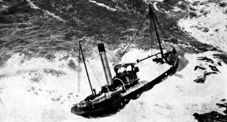 WRECKED ON THE COAST OF NEW SOUTH WALES, the Pappinbarra was left at the mercy of heavy seas near Port Stephens