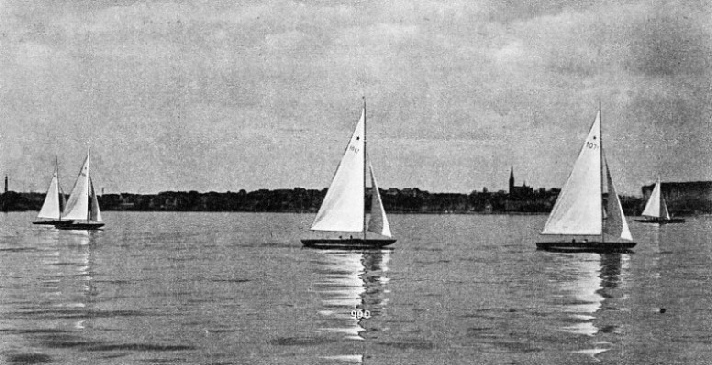 Small yachts are seen in this photograph taken during a regatta in Kiel Harbour