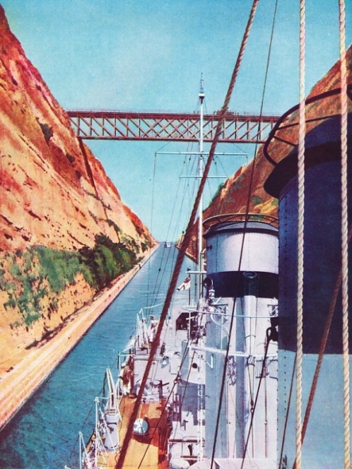 HMS "Duncan" leading the First Destroyer Flotilla through the Corinth Canal