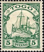 The stamp illustrated here was issued by the German colony of Togoland