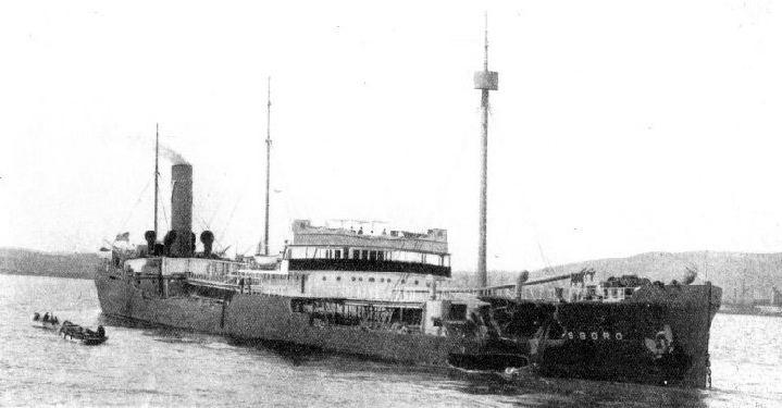 The Paulsboro after a collision with the Memnon was safely brought to port