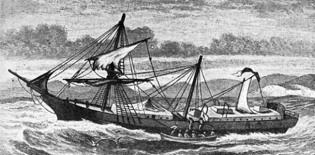 A boat from HMS Challenger bringing help to the Varuna