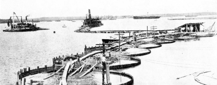 THE COMPLETED COFFER-DAM surrounding the wreck of the Maine