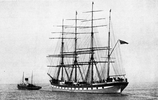 The barque Lynton being towed out from Maryport