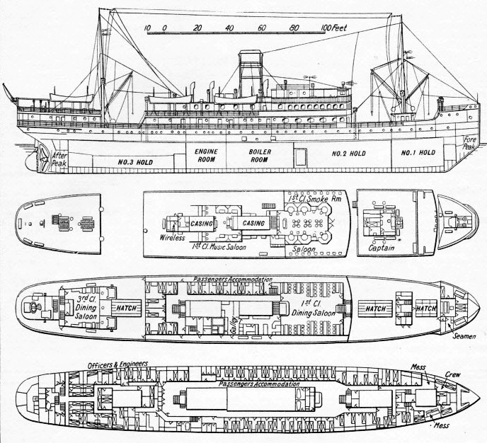 space container ship deck plan