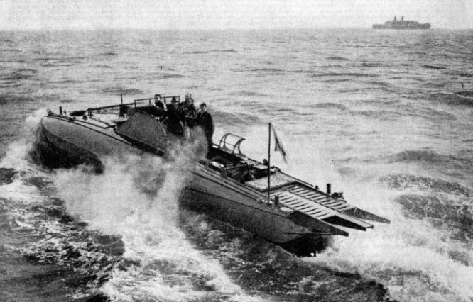 A 55-ft. Thornycroft coastal motor-boat undergoing trials in the Thames estuary