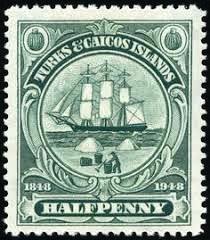 EIGHTEENTH CENTURY SHIP on a Turks and Caicos Islands stamp