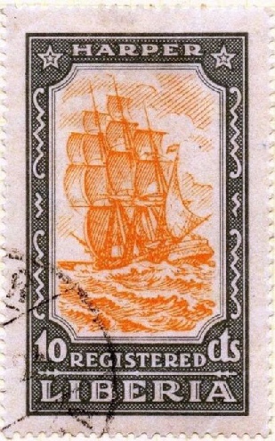 STUDDING-SAILS, or stu’n-s’ls, are shown on this ship illustrated in a Liberian registration stamp