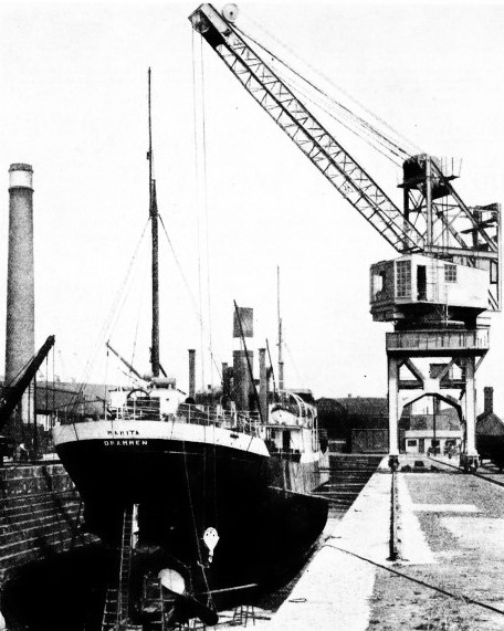 The Marita, a Norwegian ship of 1,931 tons gross in the Commerical Dry Dock, Cardiff