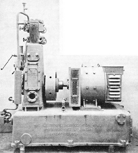 ELECTRICALLY DRIVEN VERTICAL COMPRESSOR of the type often used in refrigerated ships