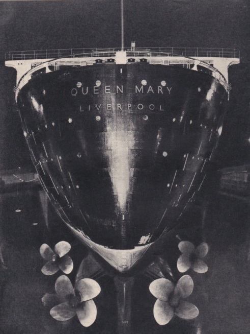 The stern of the "Queen Mary" in the King George V Graving Dock, Southampton