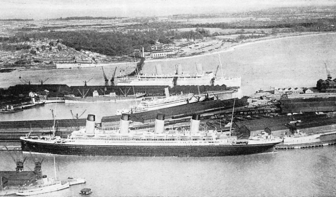 The Olympic and the Empress of Britain at Southampton docks
