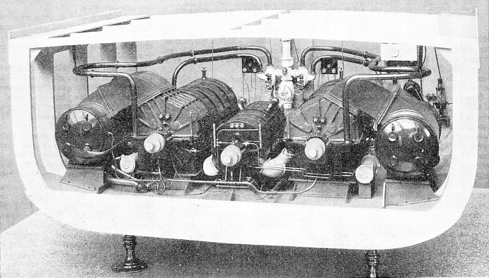 THREE-SHAFT ARRANGEMENT of a Parsons steam turbine