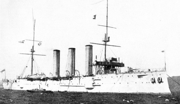 H.M.S. Cornwall was AN ARMOURED CRUISER OF 9,800 TONS DISPLACEMENT 