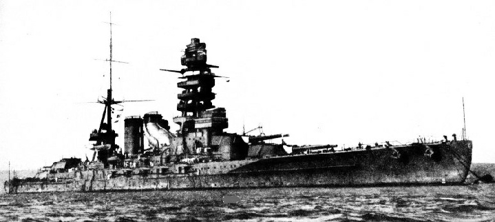The Nagato is a Japanese battleship of 32,720 tons displacement
