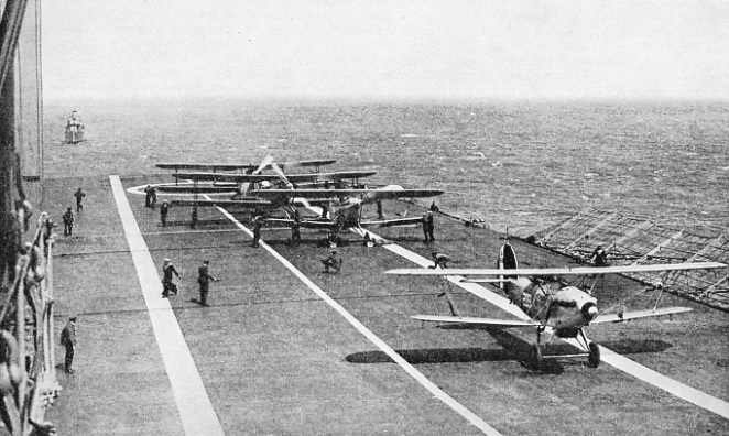 READY TO TAKE OFF from the flight deck of H.M.S. Courageous