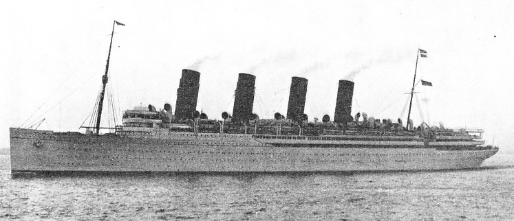 THE GRACEFUL LINES OF THE FAMOUS OCEAN GREYHOUND, the Cunard liner Mauretania