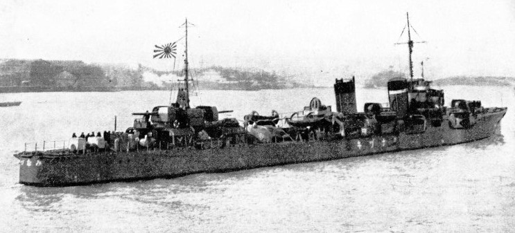 The Japanese destroyer Minadzuki has a displacement of 1,315 tons