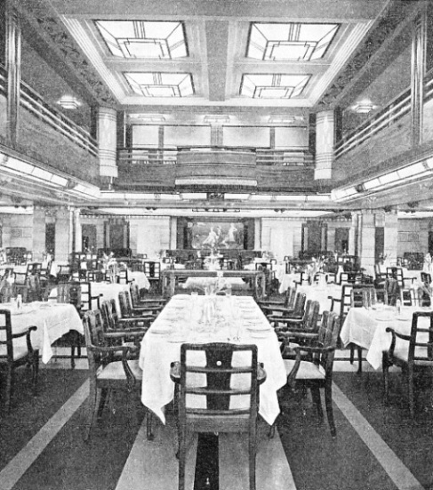 THE FIRST-CLASS DINING SALOON in the Queen of Bermuda